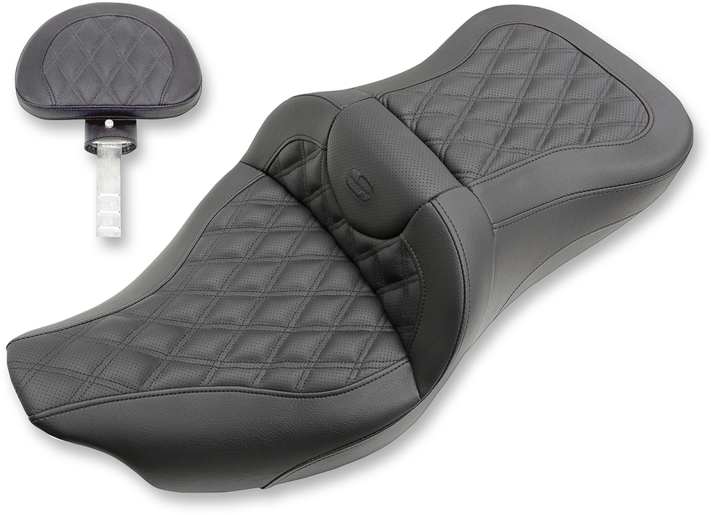 SADDLEMEN Extended Reach Road Sofa Seat - Lattice Stitched - Backrest Extended Reach Road Sofa  Seat - Team Dream Rides