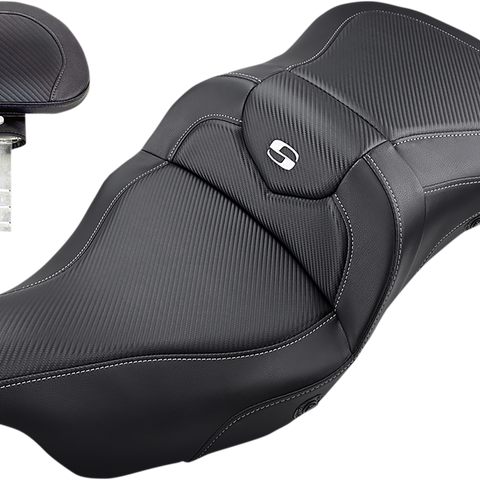 SADDLEMEN Heated Road Sofa Seat - Carbon Fiber - Backrest CF Road Sofa Seat - Team Dream Rides