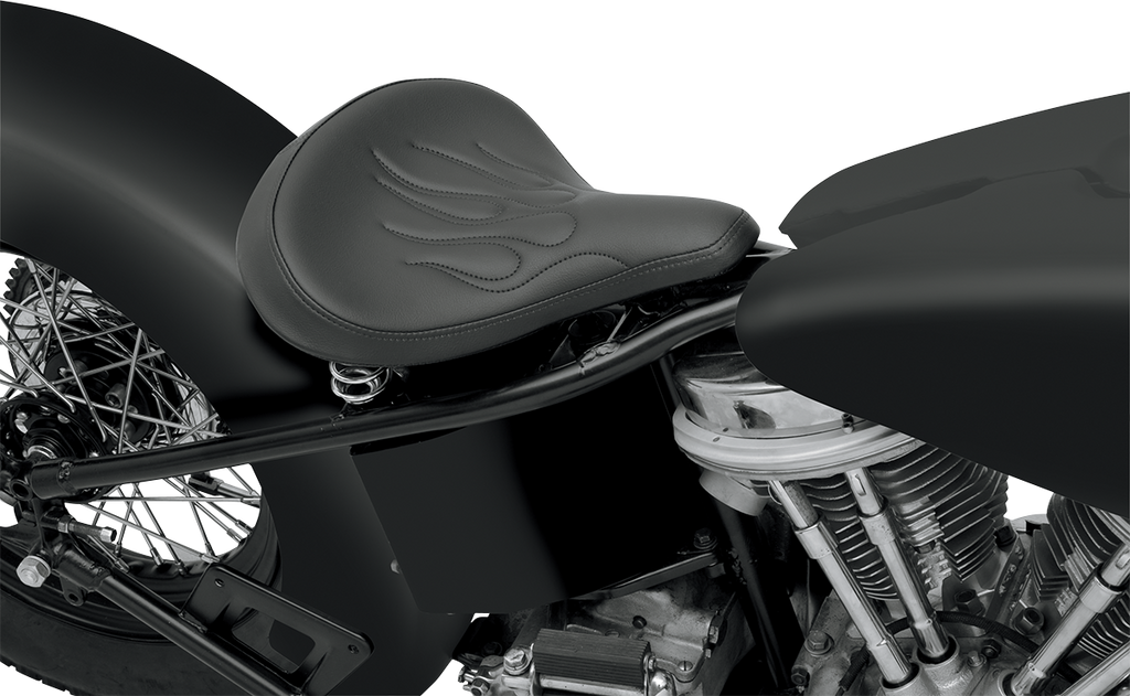 DRAG SPECIALTIES SEATS Solo Seat - Large - Flame Stitched - Black - Vinyl Spring Solo Seat - Team Dream Rides