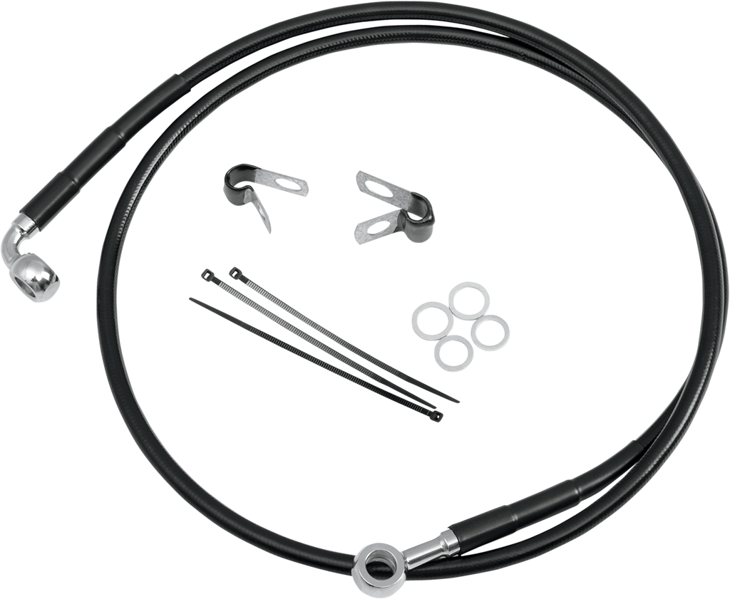 DRAG SPECIALTIES Brake Line - Front - Black Stainless Steel Brake Line Kit - Team Dream Rides