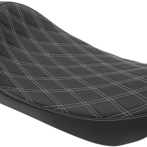 DRAG SPECIALTIES SEATS Low Solo Seat - Double Diamond - Silver Stitch Low-Profile Solo Seat - Team Dream Rides