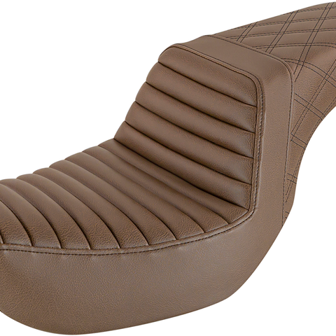 SADDLEMEN Step Up Seat - Tuck and Roll/Lattice Stitched - Brown Step Up Seat — Rear Lattice Stitch/Tuck and Roll - Team Dream Rides