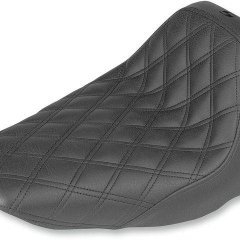 SADDLEMEN Renegade Seat - Lattice Stitched - Black - FLST Renegade LS Solo Seat - Team Dream Rides