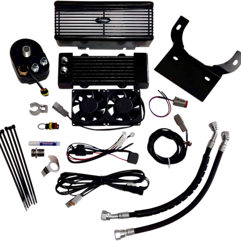 ULTRACOOL Oil Cooler Kit - Flat Black - Below Regulator Mount 3.0 Below Regulator Mount Oil Cooler with Fan Kit for Dyna - Team Dream Rides