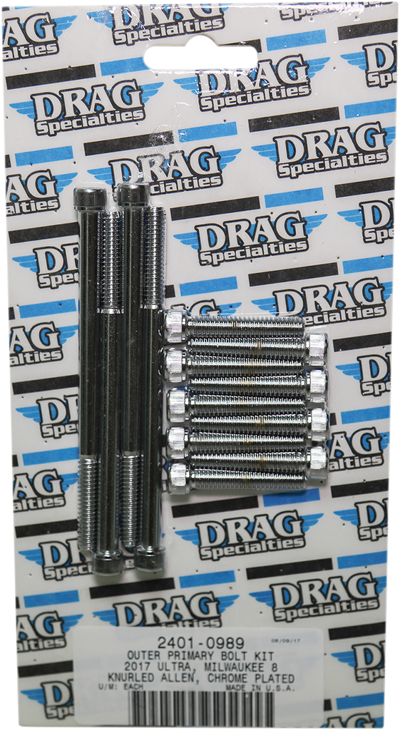 DRAG SPECIALTIES Bolt Kit M8 Outer Primary Knurled All Chrome M-Eight Bolt Kit - Team Dream Rides