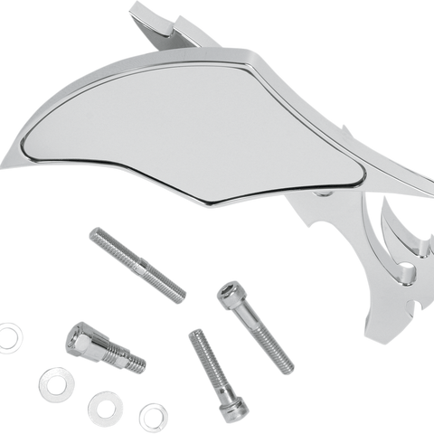 PRO-ONE PERF.MFG. Mirror - Flame - Chrome - Left Billet Aluminum Mirrors with Clear Glass — Flamed - Team Dream Rides