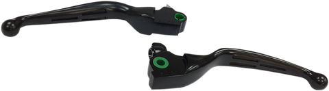 DRAG SPECIALTIES Black Slotted Levers Slotted Wide Blade Lever Set - Team Dream Rides