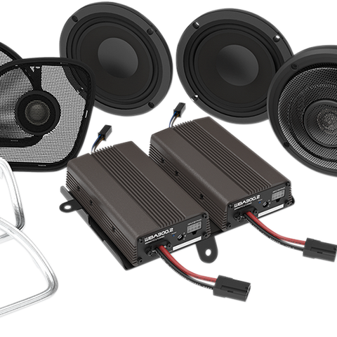 WILD BOAR AUDIO Front/Rear Speaker Kit with Amp Ultra Front & Rear Speaker Kit with 600w Amp - Team Dream Rides