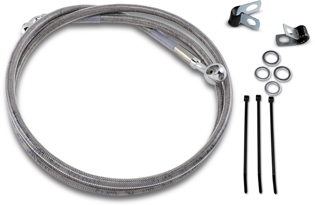 DRAG SPECIALTIES Brake Line - Front - +8" - Stainless Steel Extended Length Stainless Steel Brake Line Kit - Team Dream Rides