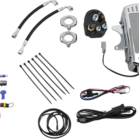 ULTRACOOL Oil Cooler Kit - Chrome - Side Mount - Dyna 3.0 Side Mount Oil Cooler with Fan Kit for Dyna - Team Dream Rides