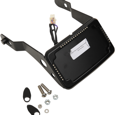CYCLE VISIONS LP Plate Frame & Mount with Signals - FXDB - Black Curved License Plate Frame and Mount with License Plate Light - Team Dream Rides