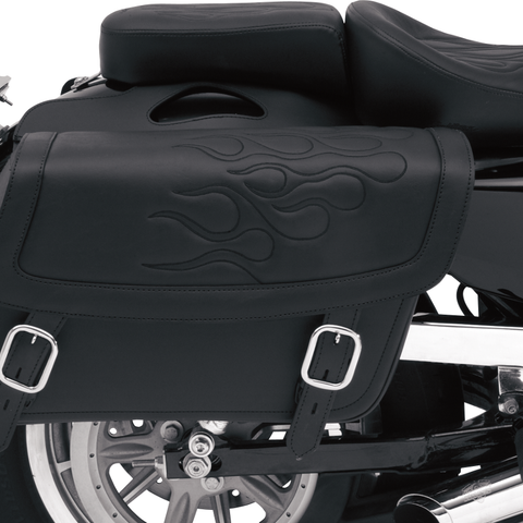 SADDLEMEN Flame Saddlebag - Black - Large Highwayman Tattoo Saddlebags - Team Dream Rides