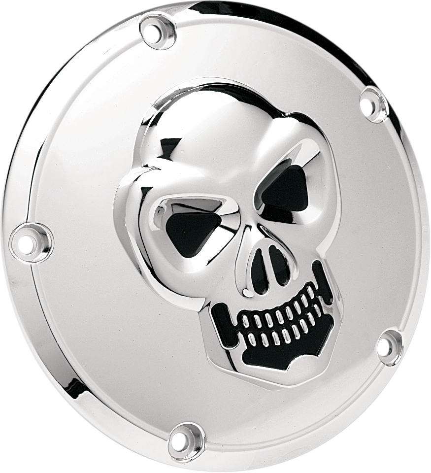 DRAG SPECIALTIES Skull Derby Cover - Chrome - 5 Hole Chrome 3-D Skull Derby Cover - Team Dream Rides