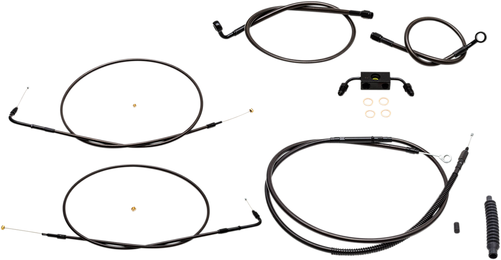 LA CHOPPERS Standard Midnight Braided Handlebar Cable/Brake Line Kit for 15" - 17" Ape Hanger Handlebars Standard Midnight Braided Handlebar Cable/Brake Line Kit — Ape Hanger - Team Dream Rides