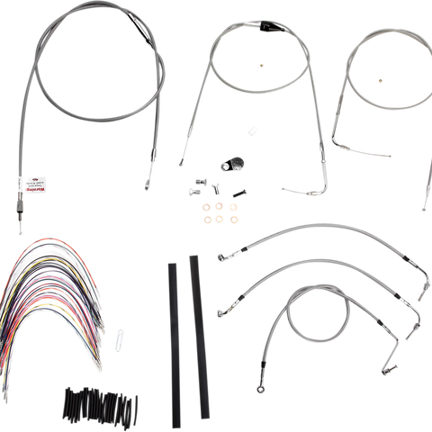 BURLY BRAND Complete Stainless Braided Handlebar Cable/Brake Line Kit For 14