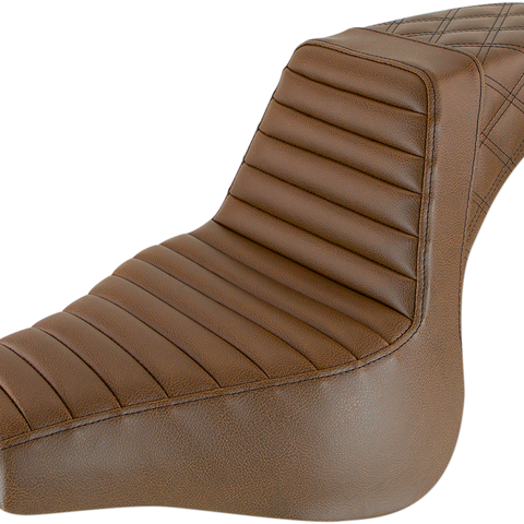 SADDLEMEN Step Up Seat - Tuck and Roll/Lattice Stitched - Brown Step Up Seat — Rear Lattice Stitch/Tuck and Roll - Team Dream Rides