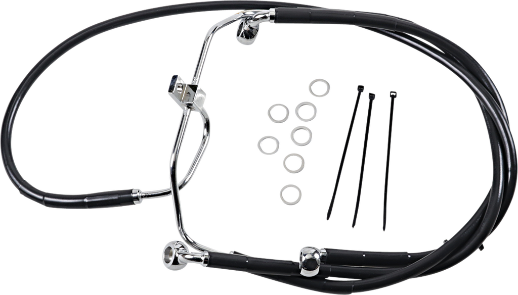 DRAG SPECIALTIES Brake Line - Front - Black - +10" - FXDF '08-'17 Extended Length Black Vinyl Brake Line Kit - Team Dream Rides