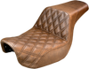 SADDLEMEN Step Up Seat - Lattice Stitched - Brown - FXD Step Up Seat — Front Lattice Stitch - Team Dream Rides