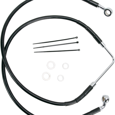 DRAG SPECIALTIES Brake Line - Front - FXDB '06-'07 - Black Stainless Steel Brake Line Kit - Team Dream Rides