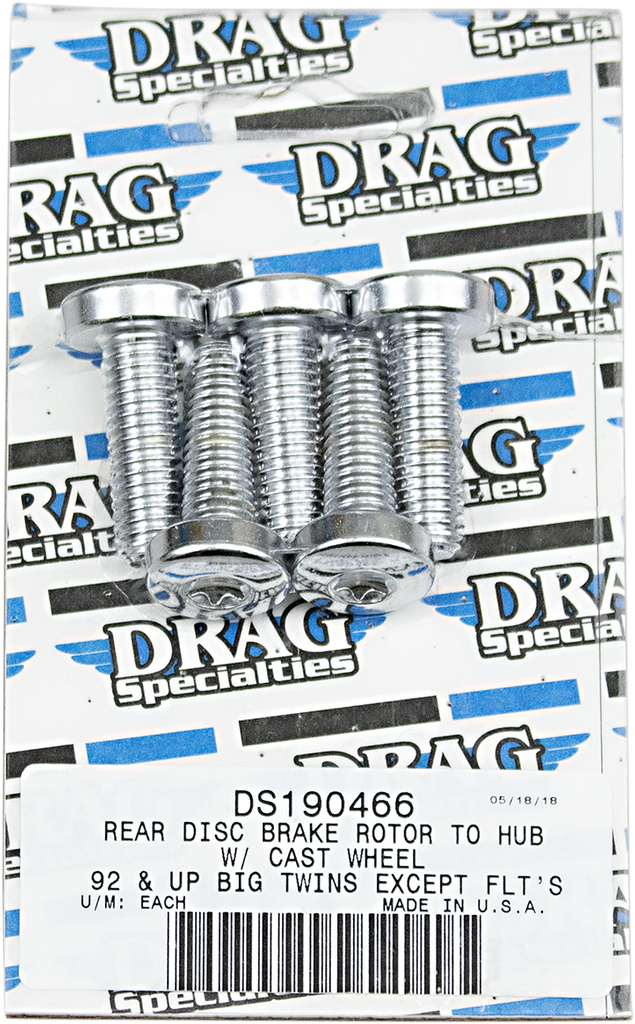 DRAG SPECIALTIES Rear Rotor Bolt Kit 92-17 Cast Disc Brake Hub Mounting Kit - Team Dream Rides