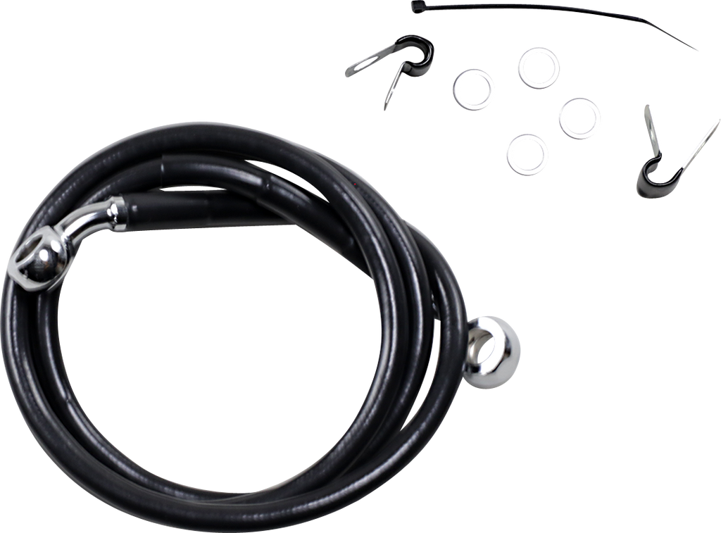 DRAG SPECIALTIES Brake Line - Front - Black - +2" - XL Extended Length Black Vinyl Brake Line Kit - Team Dream Rides