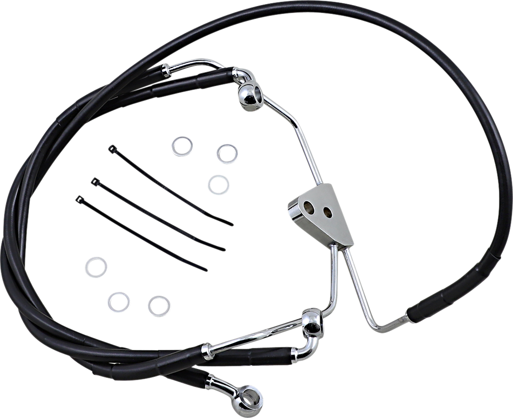 DRAG SPECIALTIES Brake Line - Front - Black - +6" Extended Length Black Vinyl Brake Line Kit - Team Dream Rides