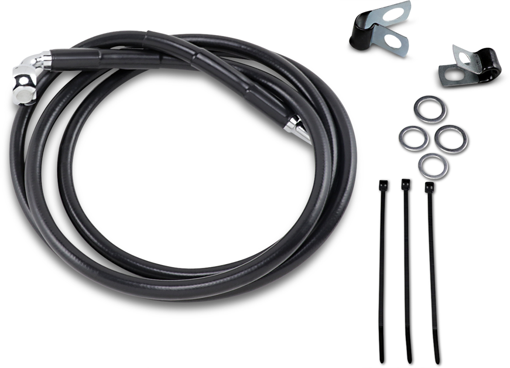 DRAG SPECIALTIES Brake Line - Front - Black - +6" Extended Length Black Vinyl Brake Line Kit - Team Dream Rides