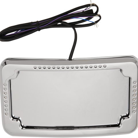 CYCLE VISIONS License Plate Mount - Lighted Frame Curved Slick Signals License Plate Frame with 3-Hole Backing Plate - Team Dream Rides