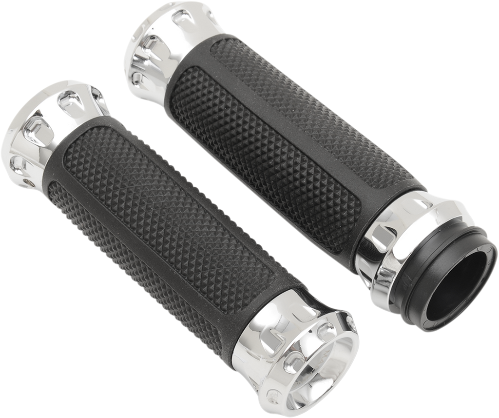 PERFORMANCE MACHINE (PM) Chrome Overdrive Grips for TBW Overdrive Custom Grips - Team Dream Rides