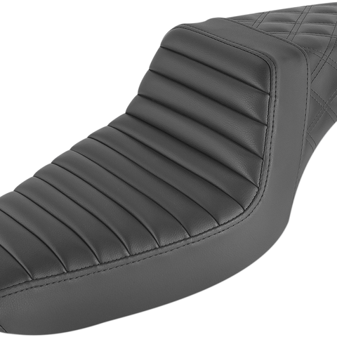 SADDLEMEN Step Up Seat - Tuck and Roll/Lattice Stitched - Black Step Up Seat — Rear Lattice Stitch/Tuck and Roll - Team Dream Rides