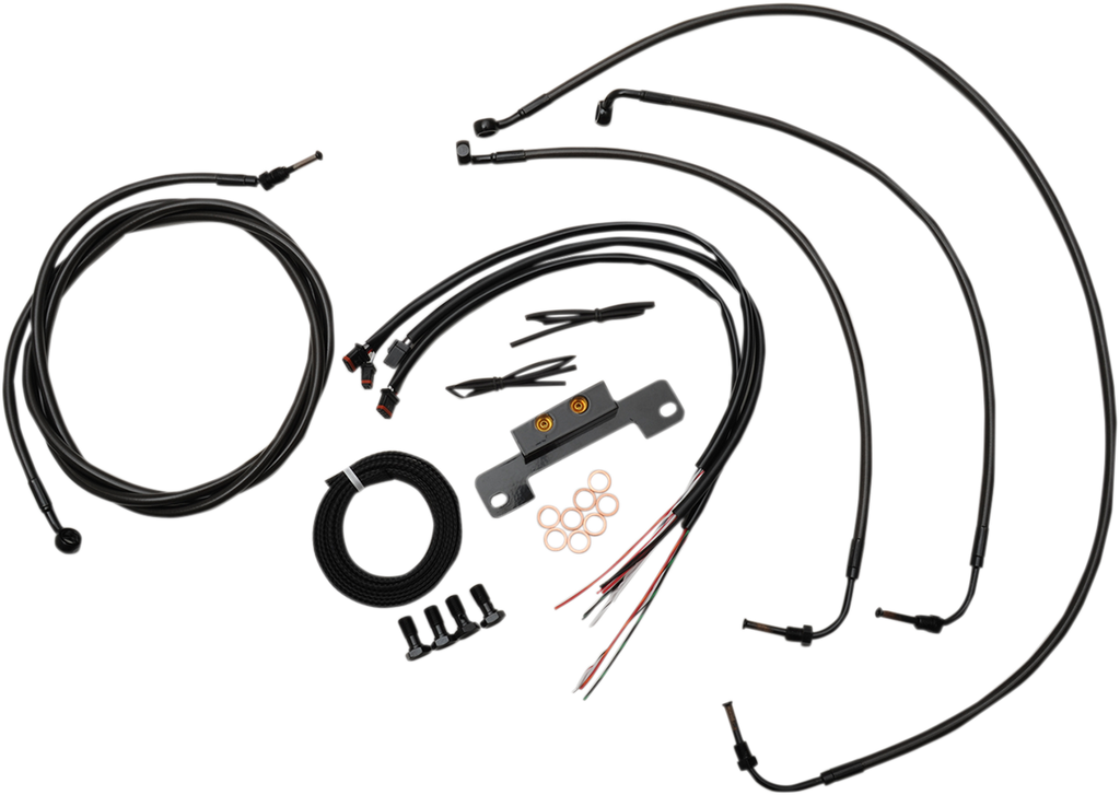 LA CHOPPERS Midnight Mini Cable Kit for '17+ FL w/o ABS Complete Stainless Braided Handlebar Cable/Brake Line Kit - Team Dream Rides