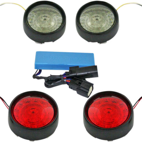 CUSTOM DYNAMICS Full Bullet Turn Signal Conversion Kit  - Black Complete Front & Rear Turn Signal Conversion Kit with Bullet Bezel Lenses - Team Dream Rides