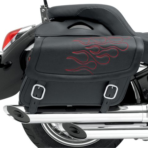 SADDLEMEN Flame Saddlebag - Red - Medium Highwayman Tattoo Saddlebags - Team Dream Rides