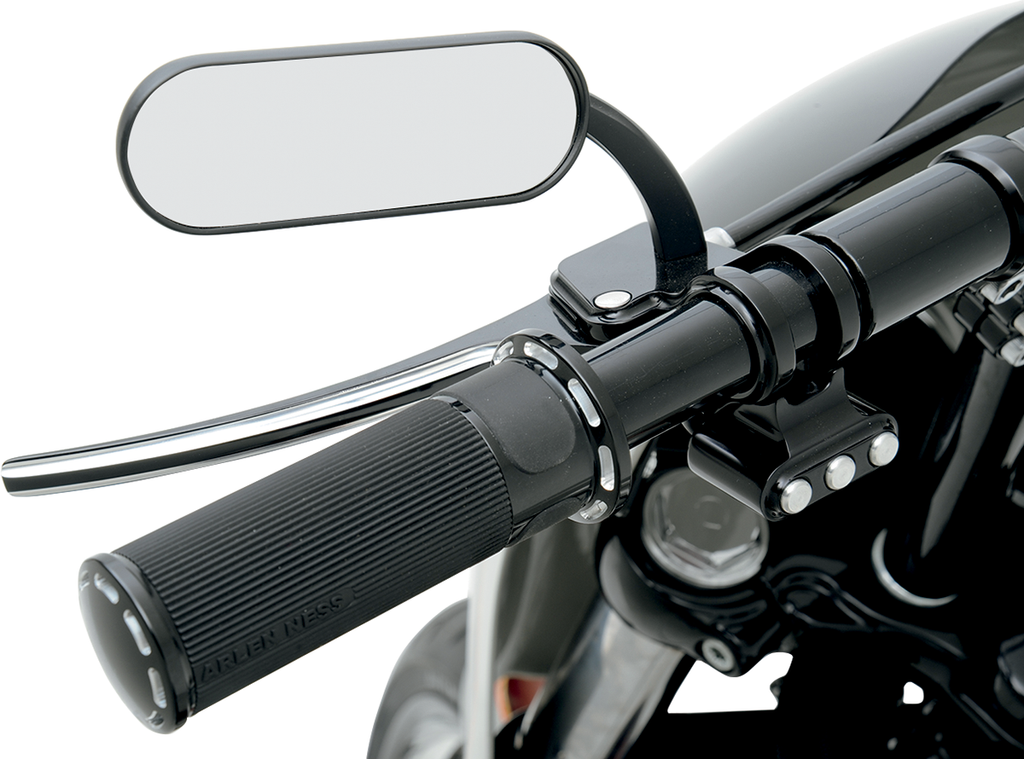 ARLEN NESS Oval Mirror - Black - Left Micro-Mirror — Mini Oval - Team Dream Rides