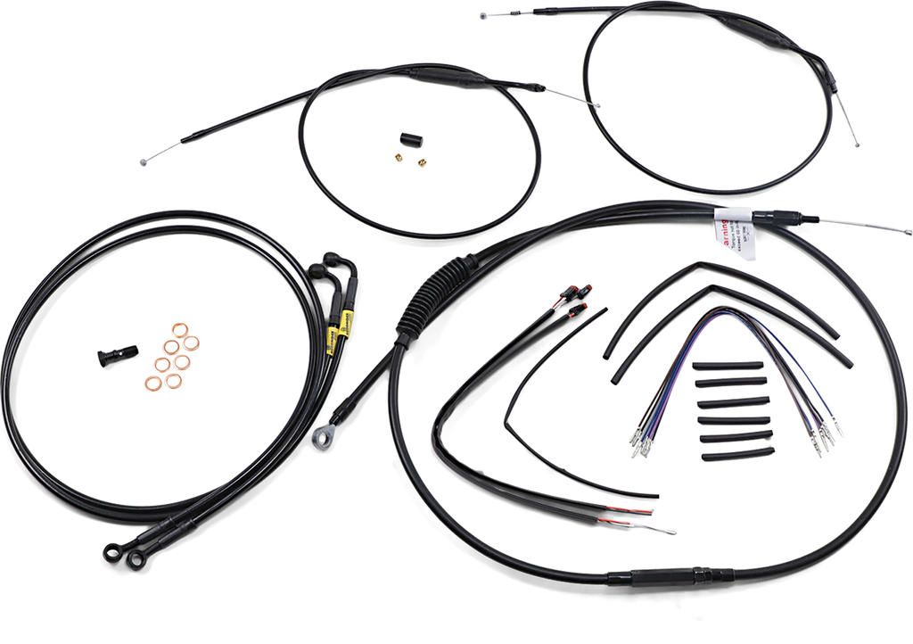 BURLY BRAND Control Kit for 12" Ape Hanger Handlebars Complete Black Vinyl Handlebar Cable/Brake Line Kit for Ape Hanger Handlebars - Team Dream Rides