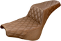SADDLEMEN Step Up Seat - Lattice Stitched - Brown Step Up Seat — Lattice Stitched - Team Dream Rides