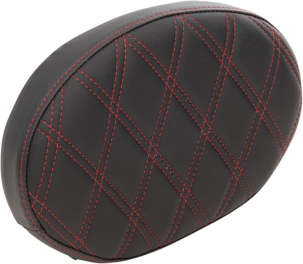 DRAG SPECIALTIES SEATS Backrest Pad - Oval - Double Diamond - Red Thread Backrest Pad - Team Dream Rides