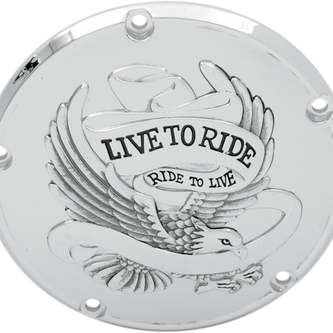 DRAG SPECIALTIES 5-Hole - Chrome - Live to Ride Derby Cover Live To Ride Derby Cover - Team Dream Rides