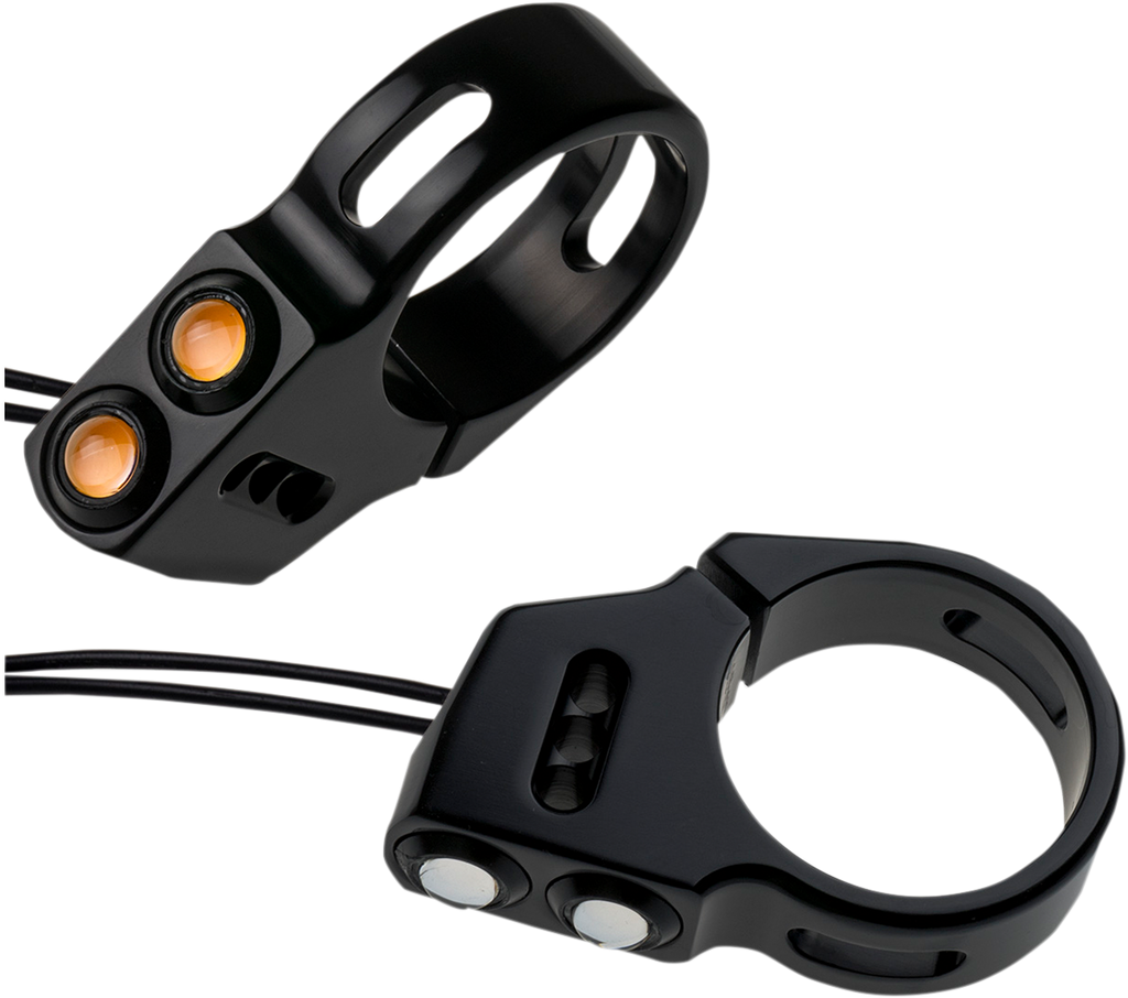 JOKER MACHINE Rat Eye LED Turn Signals - 41 mm - Black Rat Eye LED Fork Mount Turn Signals - Team Dream Rides