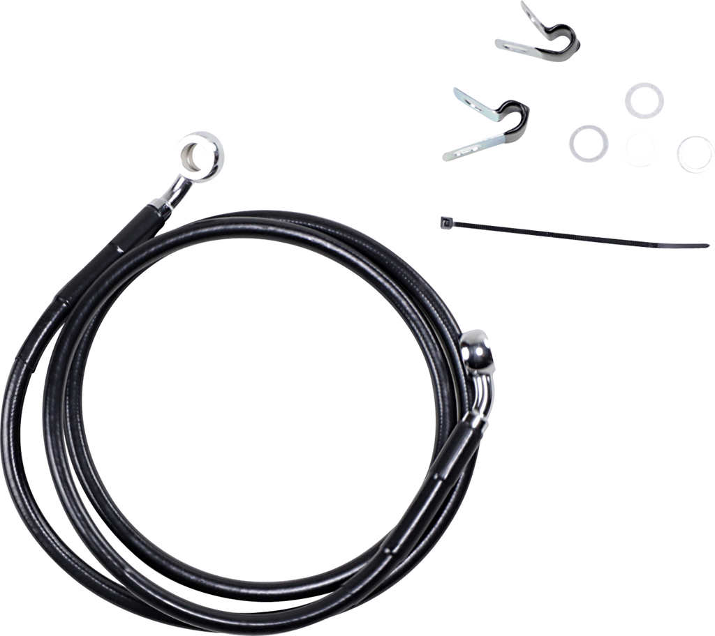 DRAG SPECIALTIES Brake Line - Front - Black - +8" - XL Extended Length Black Vinyl Brake Line Kit - Team Dream Rides