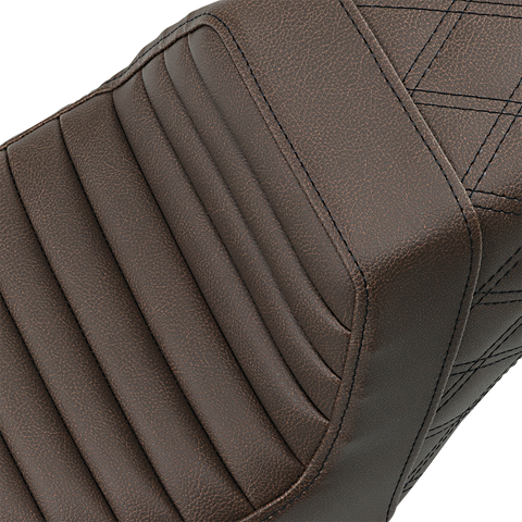 SADDLEMEN Step Up Seat - Tuck and Roll/Lattice Stitched - Brown Step Up Seat — Rear Lattice Stitch/Tuck and Roll - Team Dream Rides