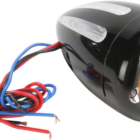 ARLEN NESS LED Deep Cut Signals - Black/Amber - White Ring Deep Cut Factory Style Turn Signals W/ LED Fire Ring - Team Dream Rides