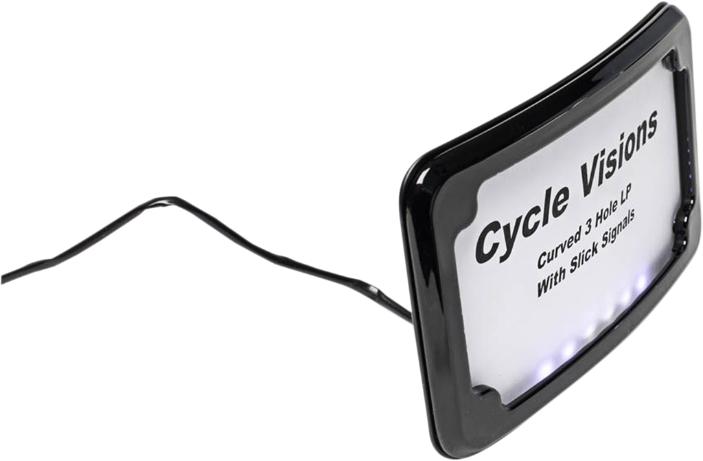 CYCLE VISIONS License Plate Frame - Black 3-Hole Mounted LED Lighted License Plate Frame - Team Dream Rides