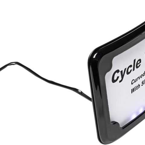 CYCLE VISIONS License Plate Frame - Black 3-Hole Mounted LED Lighted License Plate Frame - Team Dream Rides