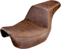 SADDLEMEN Step Up Seat - Rear Lattice Stitched - Brown - Dyna Rear Step Up LS Seat - Team Dream Rides