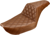 SADDLEMEN Step Up Seat - Lattice Stitched - Brown - Dyna Step Up Seat — Lattice Stitched - Team Dream Rides