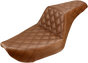 SADDLEMEN Step Up Seat - Lattice Stitched - Brown - Dyna Step Up Seat — Lattice Stitched - Team Dream Rides
