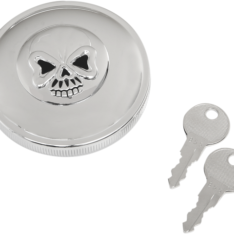 DRAG SPECIALTIES Skull Locking Gas Cap - Chrome - Non-Vented Screw-In Locking Skull Gas Cap - Team Dream Rides