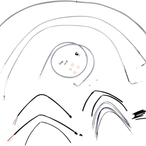 BURLY BRAND Complete Stainless Braided Handlebar Cable/Brake Line Kit For 14