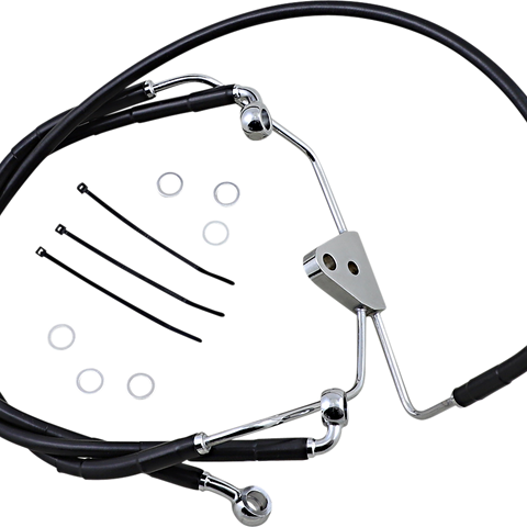 DRAG SPECIALTIES Brake Line - Front - Black - +6